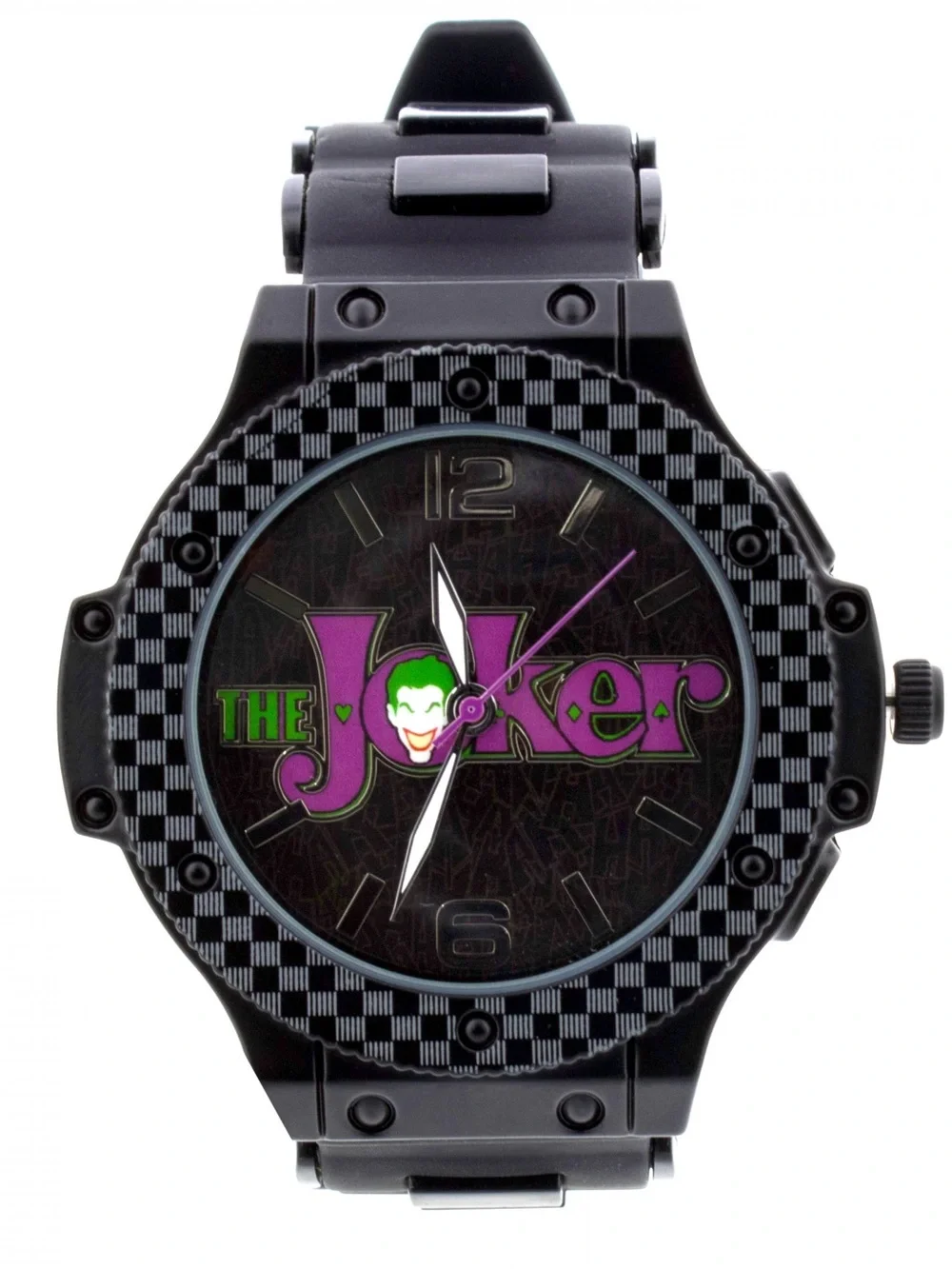0140: The Joker Black with Purple Logo Stainless Steel Analog Watch - Black